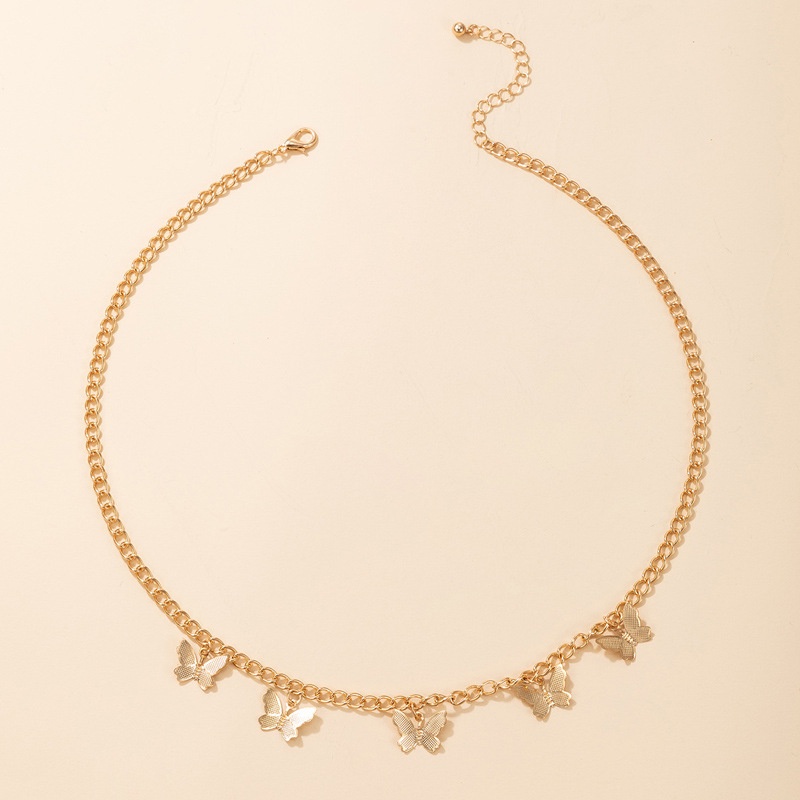 Kalung Rantai Klavikula Model Kupu-Kupu Geometris Bahan Alloy