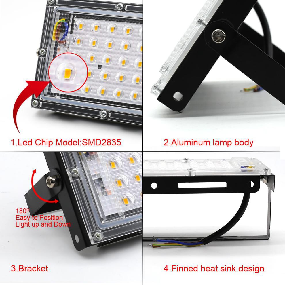 Grab Medan Lampu Sorot Flood Light Waterproof 4500 Lumens 50W Daylight 5000K Parkson A8 warm whiteBlack