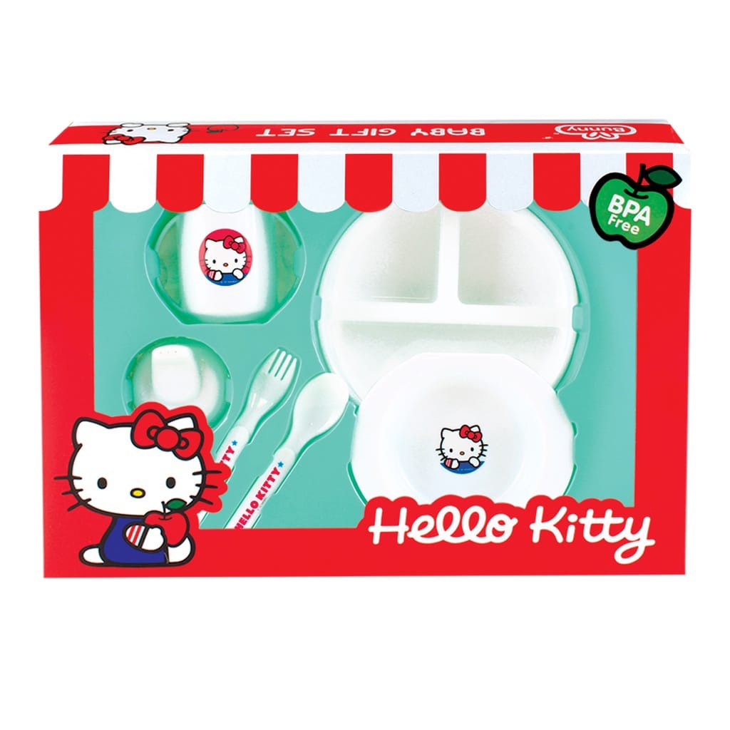 Lusty Bunny Hello Kitty Feeding Set Medium - Perlengkapan Makan Bayi