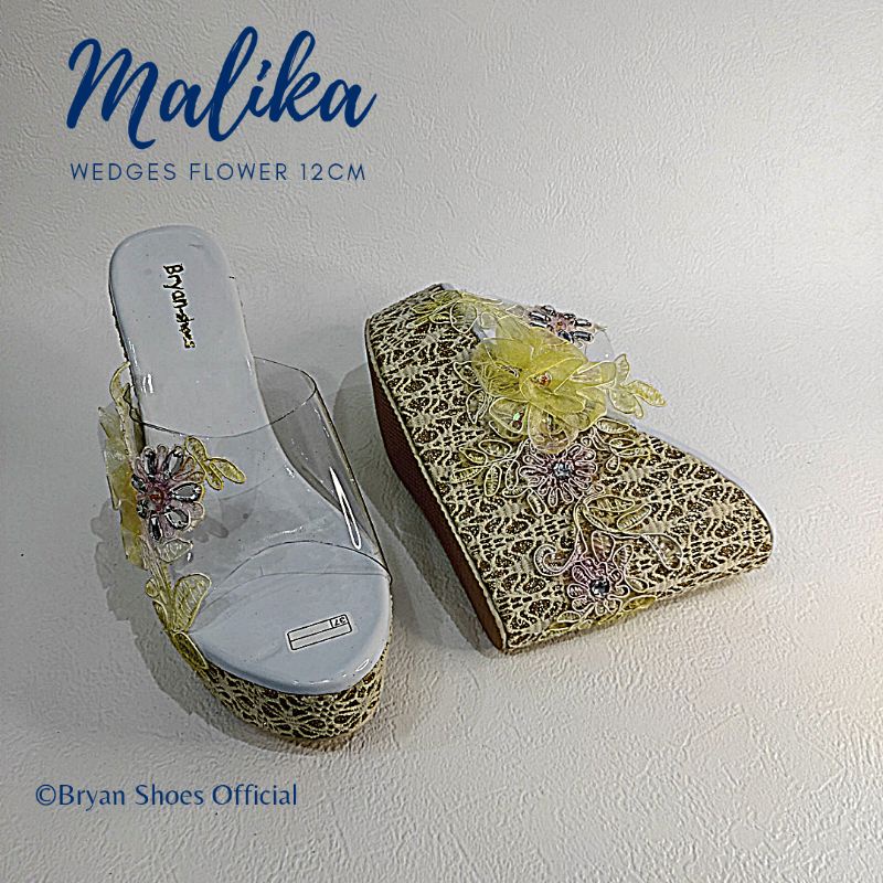 Bryan Adzkia Malika Sandal Wedges Mika Bunga Bordir Brukat Brokat 12cm Pesta Wedding Prewedding