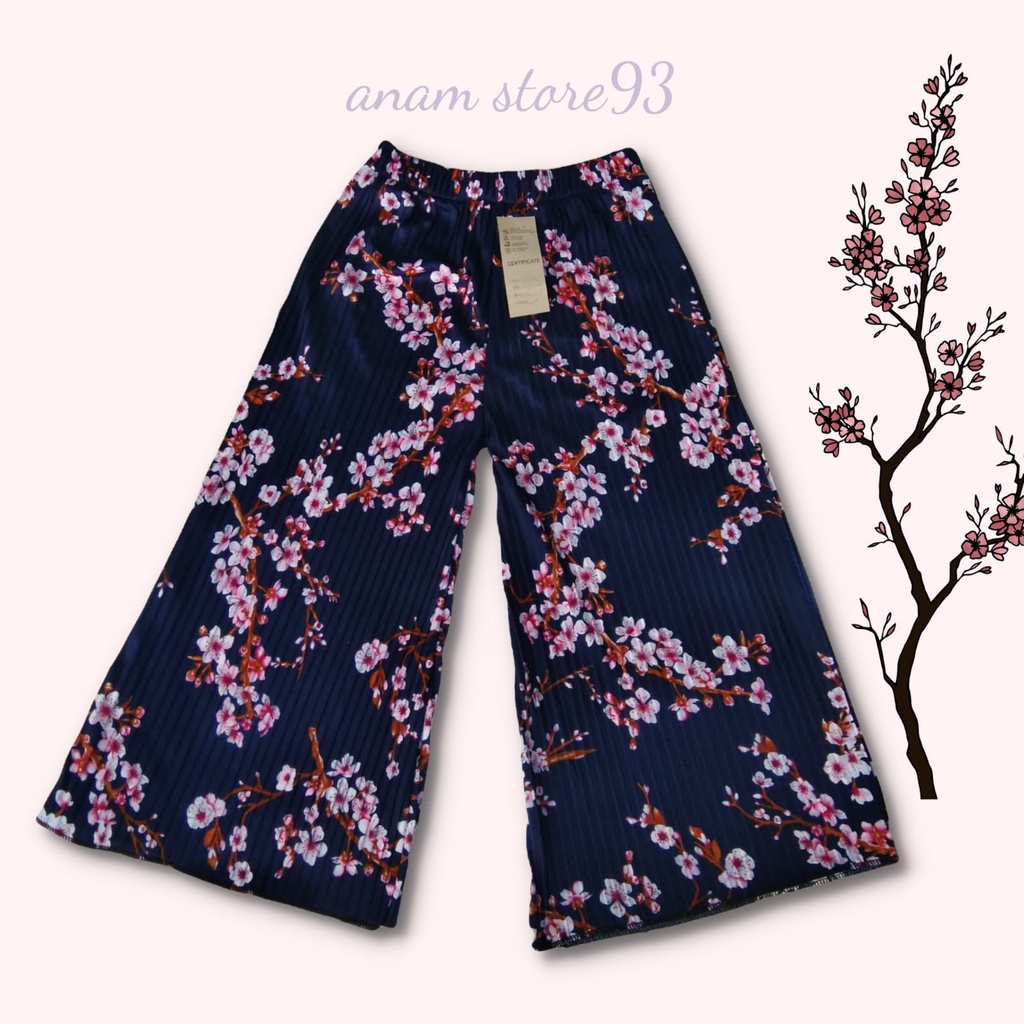 Kulot celana sakura anak - anak 4-11 tahun size M-XL / celana kulot plisket anak motif bunga sakura - kulot anak viral