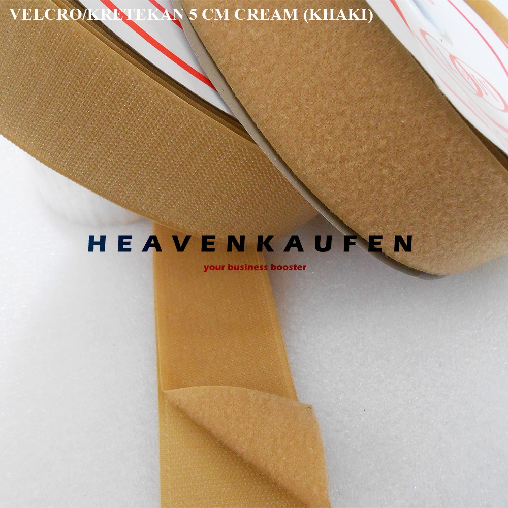 Velcro Kretekan Prepetan Hook And Loop Lebar 5 cm Warna Cream Khaki Harga Per Meter