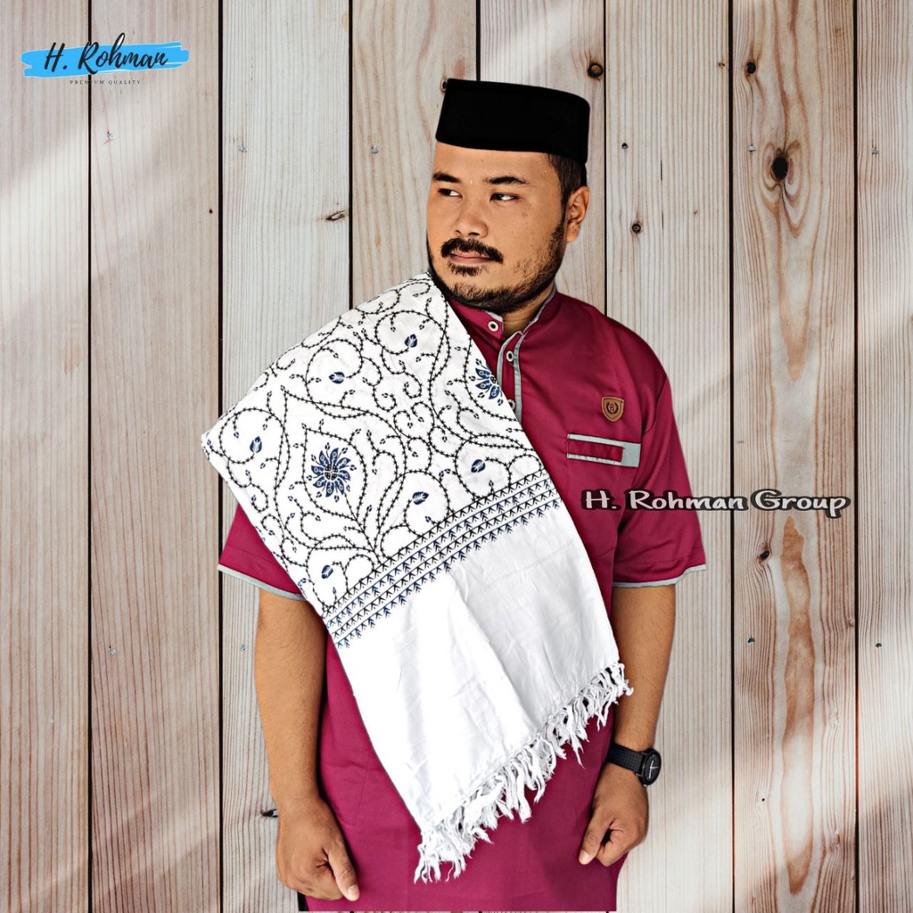 Sorban Rida Solo Panjang Jumbo Putih Motif Batik Kasmiri Printing Grade A Sorban Putih Sorban Haji Sorban Imamah Sorban Arab Sorban India Pashmina Panjang Jummbo Serban Habib Serban Arida