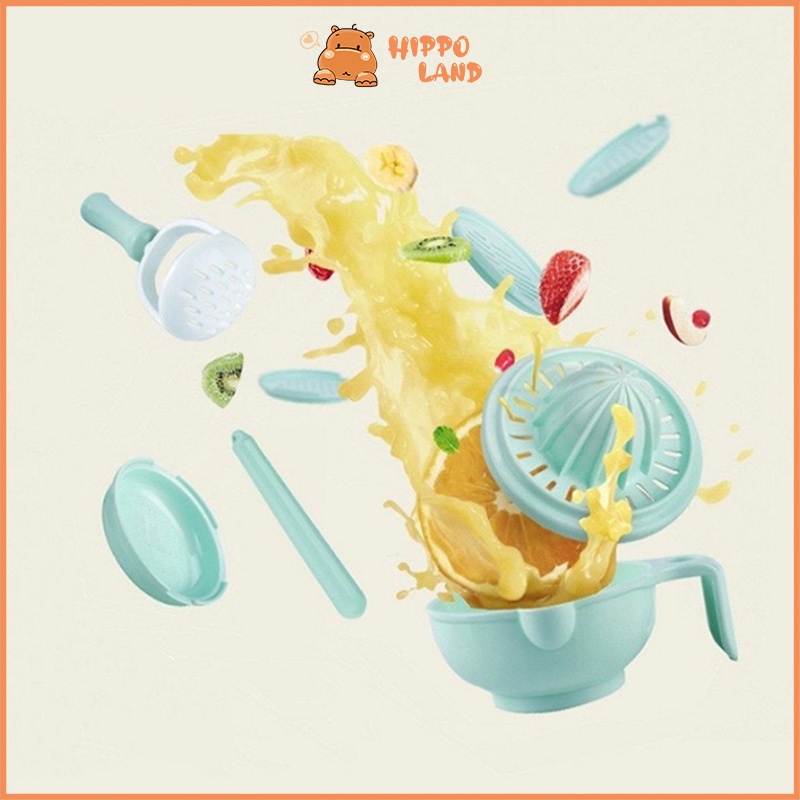 HIPPO LAND  Multifungsi  Grinding  Bowl  Baby  Food Maker  Alat Pembuat Makanan Mpasi Bayi set   9pcs 168