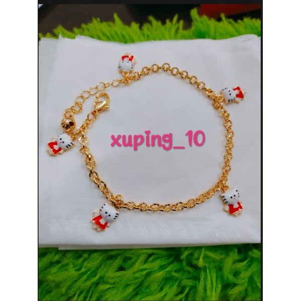 Perhiasan Xuping Gelang Anak Hello kitty Merah