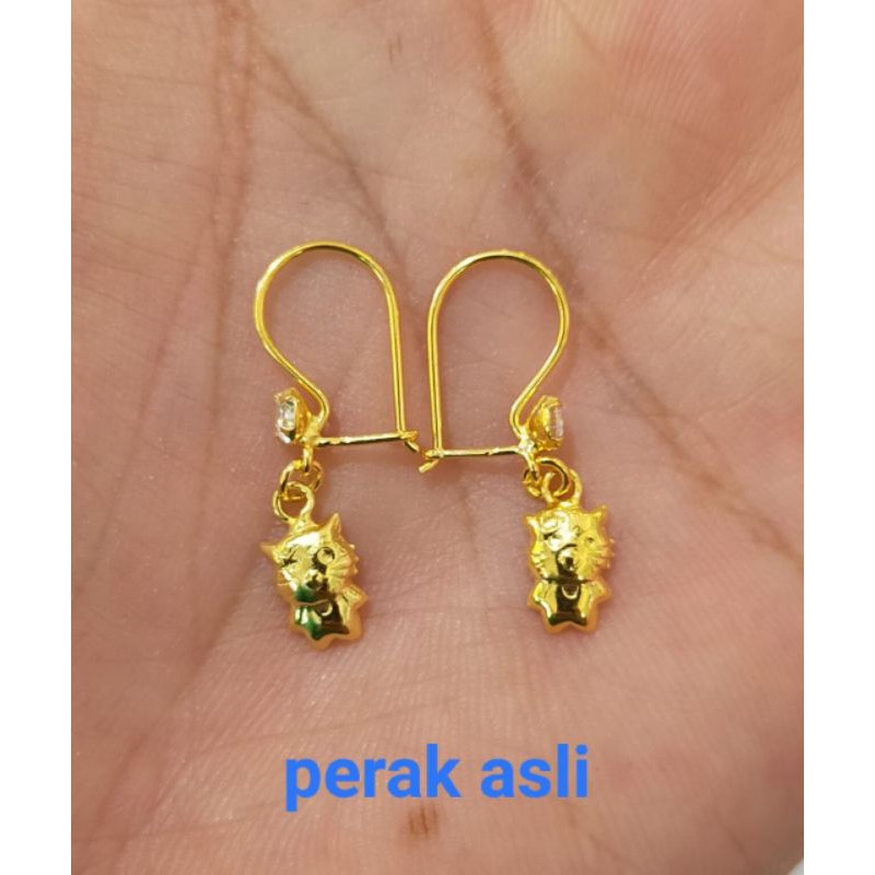 Anting Gantung Character polos, Perak 925, Sepuh Emas Kuning