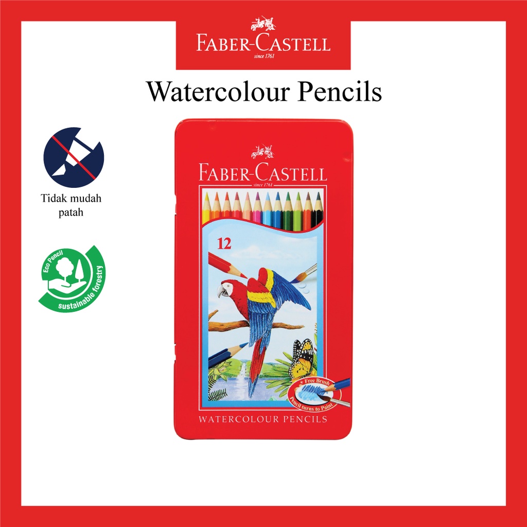 

Pensil Warna Faber Castell / Tin Case 12 Warna / Water Colour Pencil / Ukuran Long / Bonus Kuas