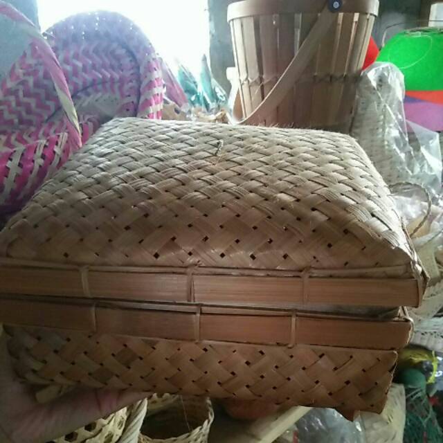 Sokase keranjang bambu kotak 20x20 cm
