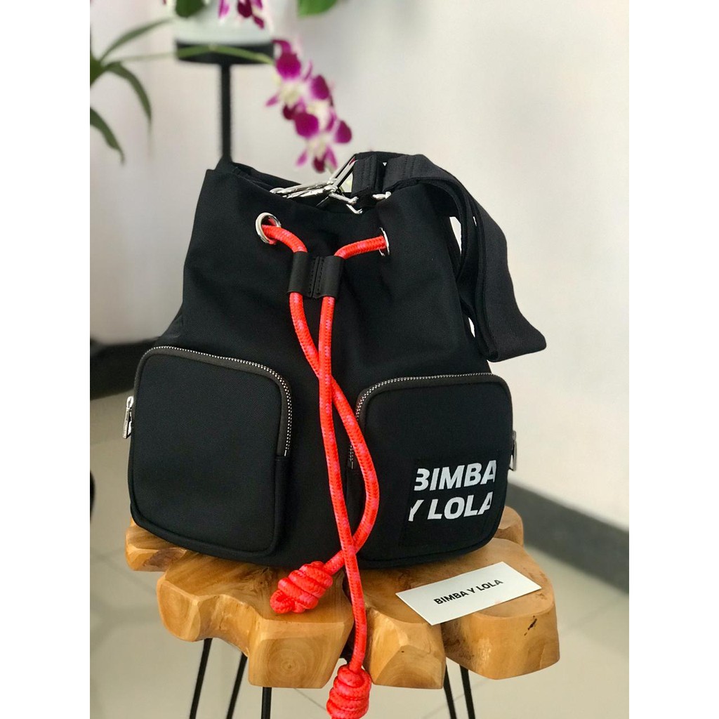 Ready Stock Bimba Y Lola bucket bag black authentic women crossbody tas selempang Hitam Merah red