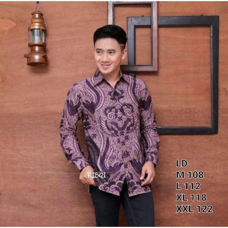 ATASAN PRIA KEMEJA BATIK DEWASA LENGAN PANJANG KATUN HALUS ADEM SIZE M L XL XXL MOTIF MODERN