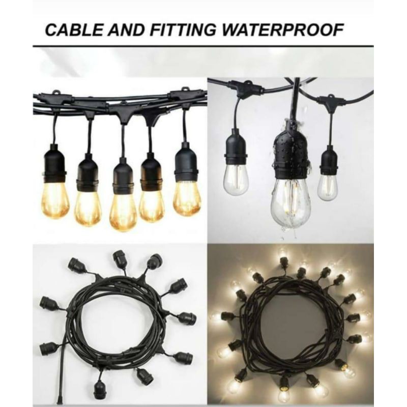 fitting lampu gantung outdoor 10meter 20 fitting