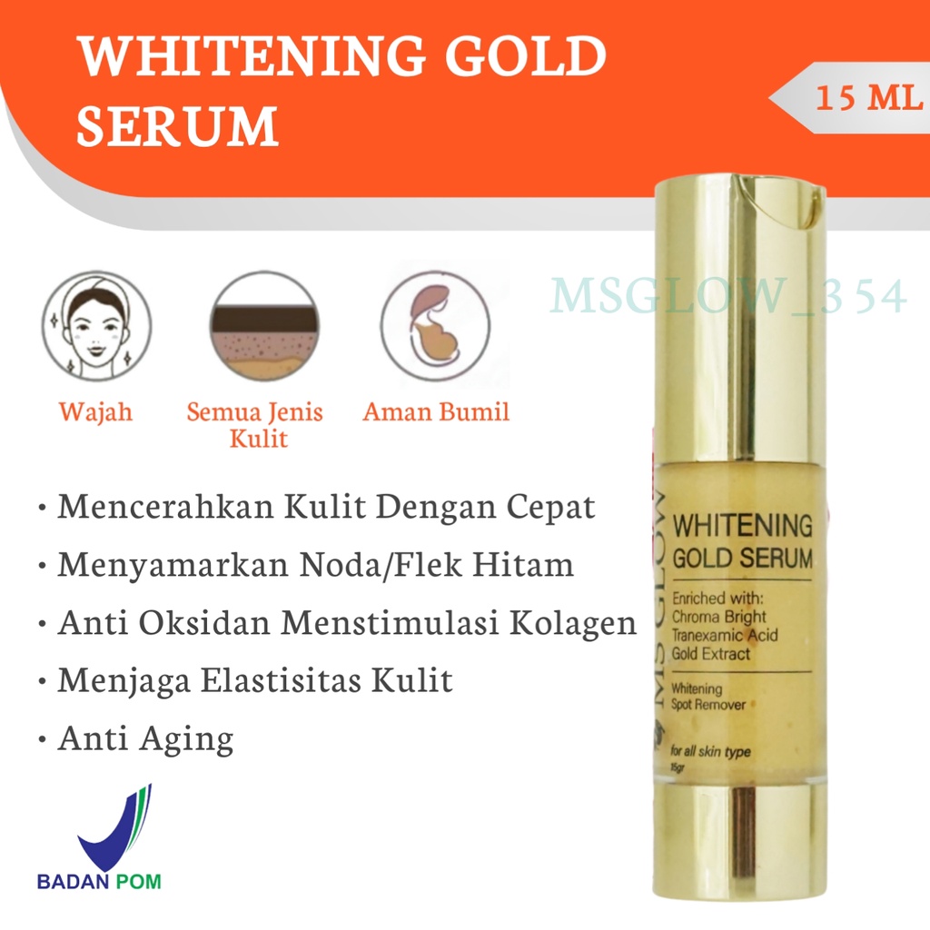 MS Glow Original Whitening Acne Luminous Ultimate Series - Paket MS Glow Whitening Acne Luminous Ultimate Original - Skincare MS Glow Paket Whitening Acne Luminous Ultimate Ori Original - MS Glow Beauty Official Store Resmi Cikarang Bekasi Bandung Jakarta-Whitening Gold Serum