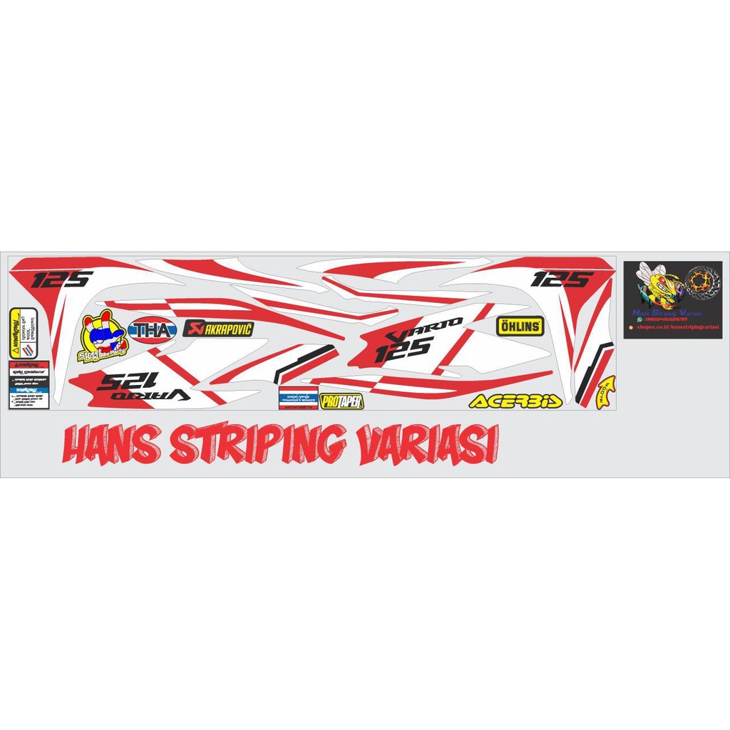 striping stiker decal vario 125 old grafis putih