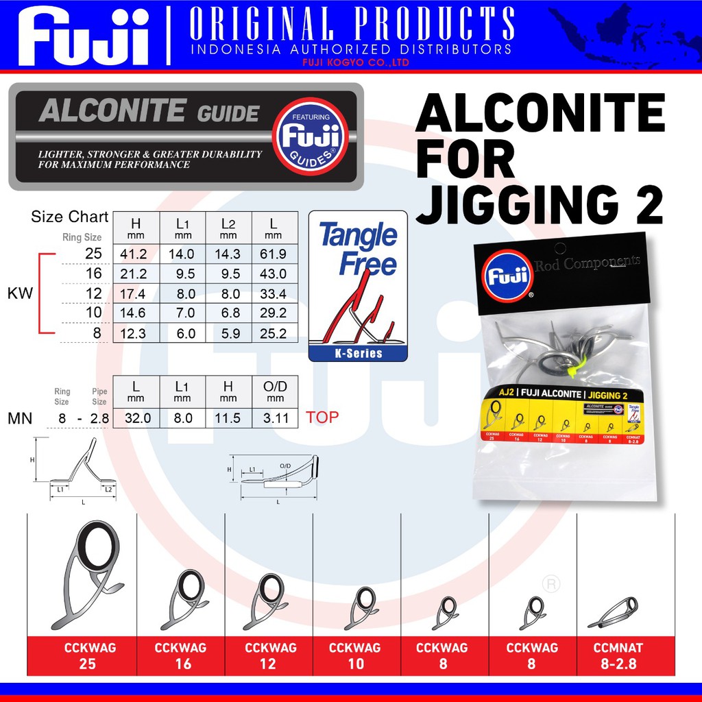 Ring Fuji Rod Component Alconite Jigging 2 set lengkap untuk Joran Jigging