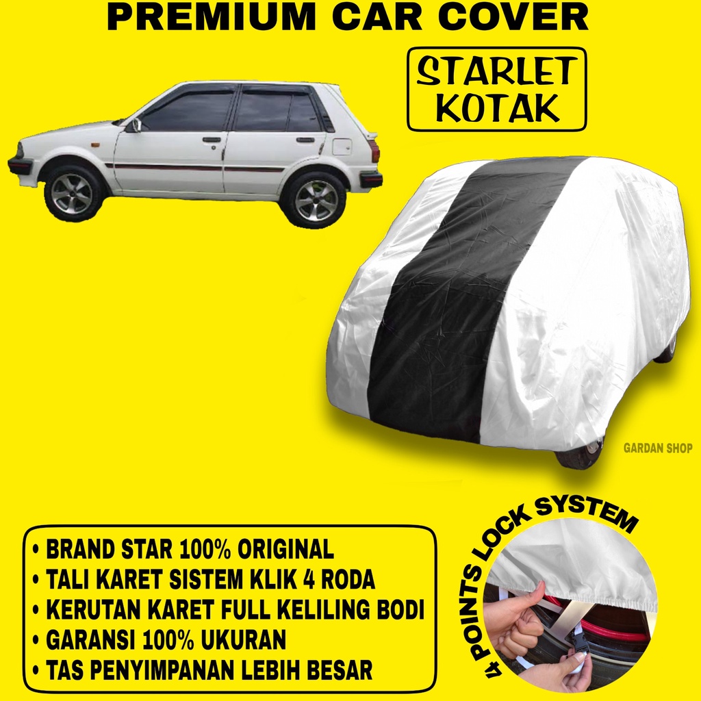 Body Cover STARLET KOTAK SILVER HITAM Penutup Bodi Mobil Starlet Kotak Waterproof PREMIUM