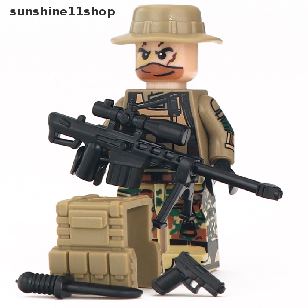 Sho MOC Mainan Balok Bangun / Susun Mini Model Lego Bentuk Senjata Militer SWAT City