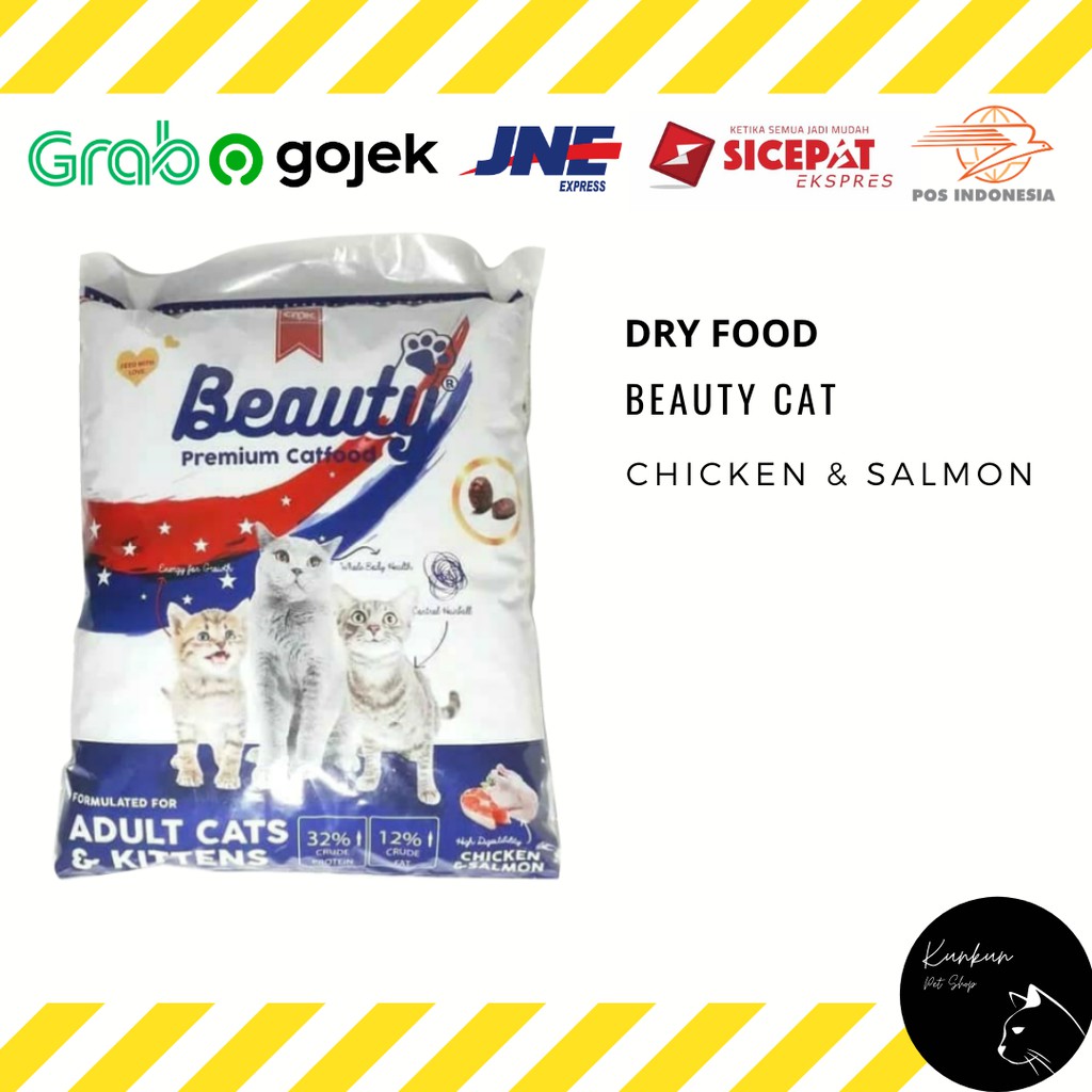 BEAUTY CAT KITTEN & ADULT 1 KG CHIKEN & SALMON (DRY CAT FOOD)