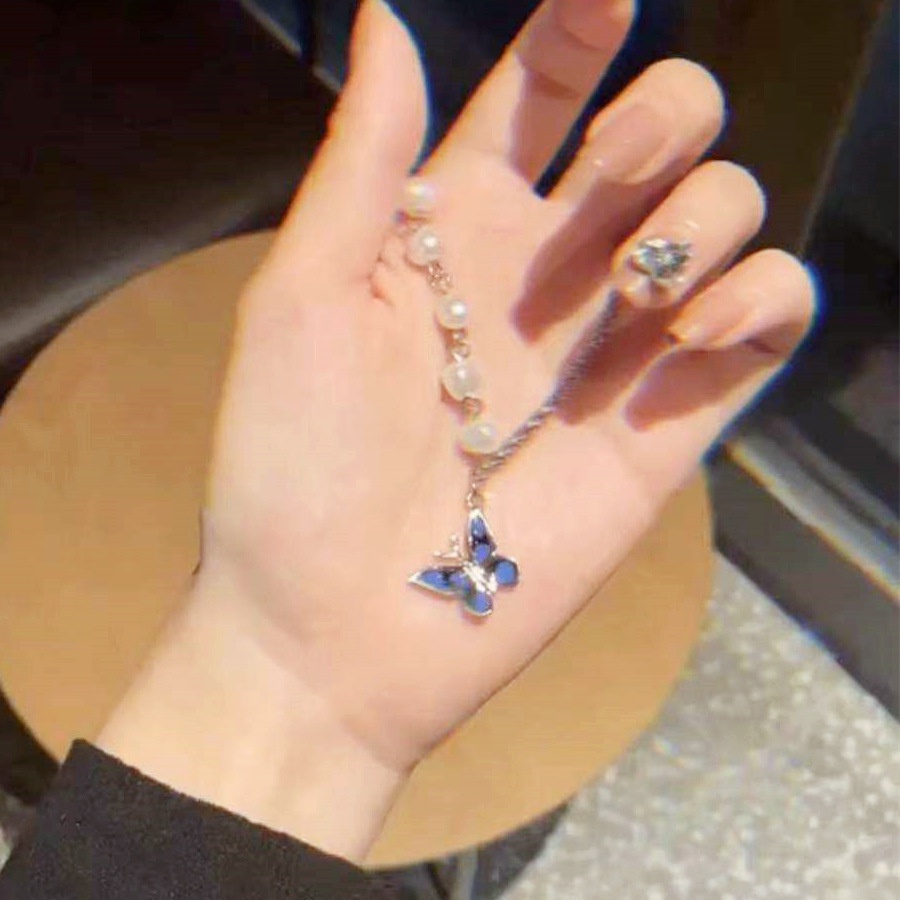 Gaya Yang sama seperti Yang Chaoyue kalung blue butterfly mutiara air tawar wanita klavikula kalung