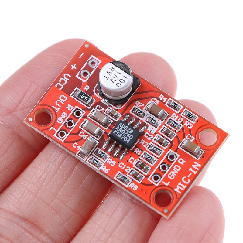 {LUCKID}AD828 stereo dynamic microphone preamplifier board mic preamp DC 3.7V-15V 12V