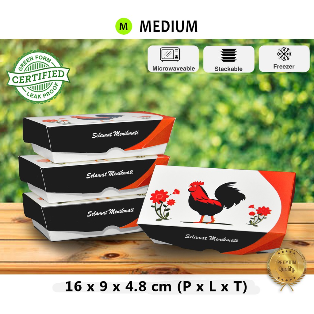 Download Lunch Box Paper Motif Ayam | Kemasan Kotak Makanan Kertas ...