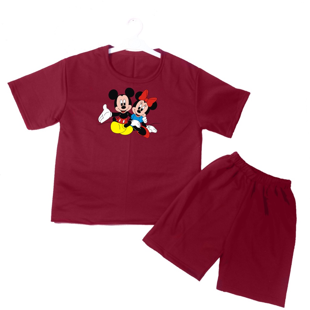 Setelan Kaos Anak MICKEY MINI MOUSE Oblong Pendek + Celana/Kaos Anak