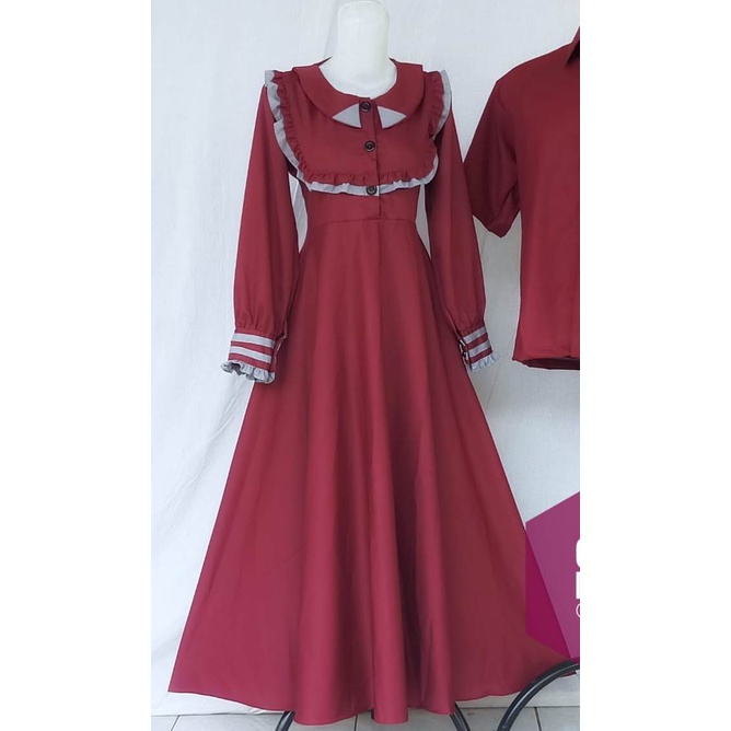 Gamis Delima Maroon | Baju Unik | Gamis lebaran murah | Gamis lebaran keluarga | Gamis couple family | Gamis toyobo | Gamis anak dan dewasa terbaru | seragam lebaran keluarga