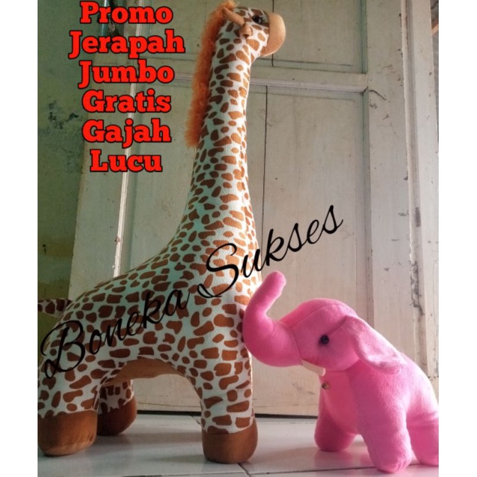 Boneka Jerapah Jumbo Gratis Gajah Lucu