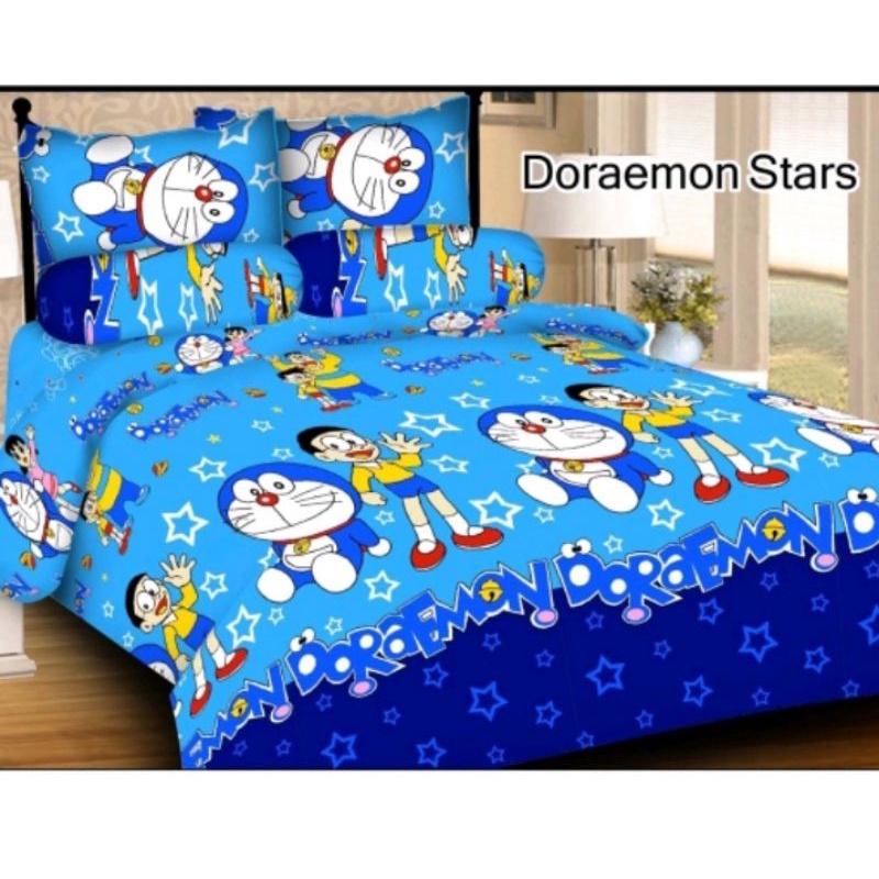 Sprey sprei sepray tidur satu set ukuran 180X200 motif karakter hello kitty doraemon keroppi /Seprai satu set 2 sarung bantal + sarung guling no 1 bahan halus