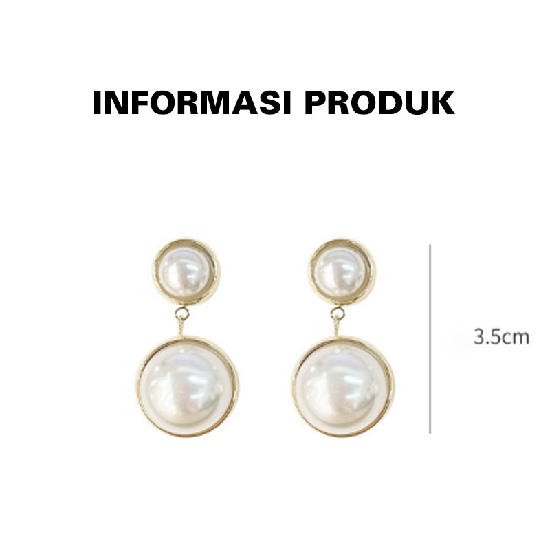 ANTING KOREA RETRO PEARL ANTING TITANIUM TUSUK ANTI KARAT GIWANG ELEGANT AKSESORIS WANITA FASHION IMPORT ANT44