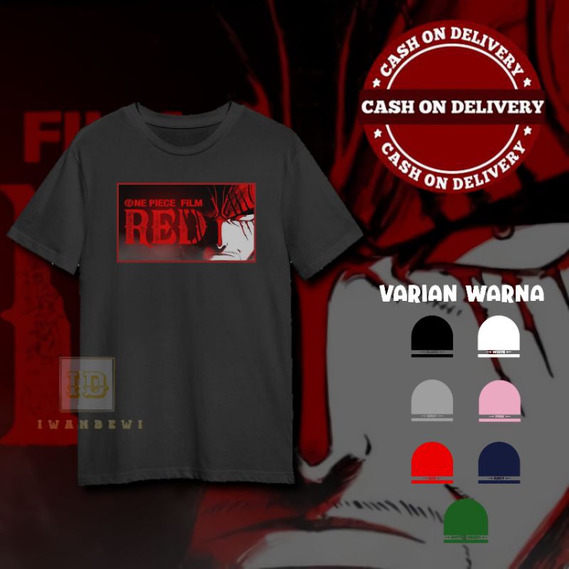 Baju kaos dewasa katun one piece movie red viral/murah/pendek/COD / Kaos dewasa one piece red unisex