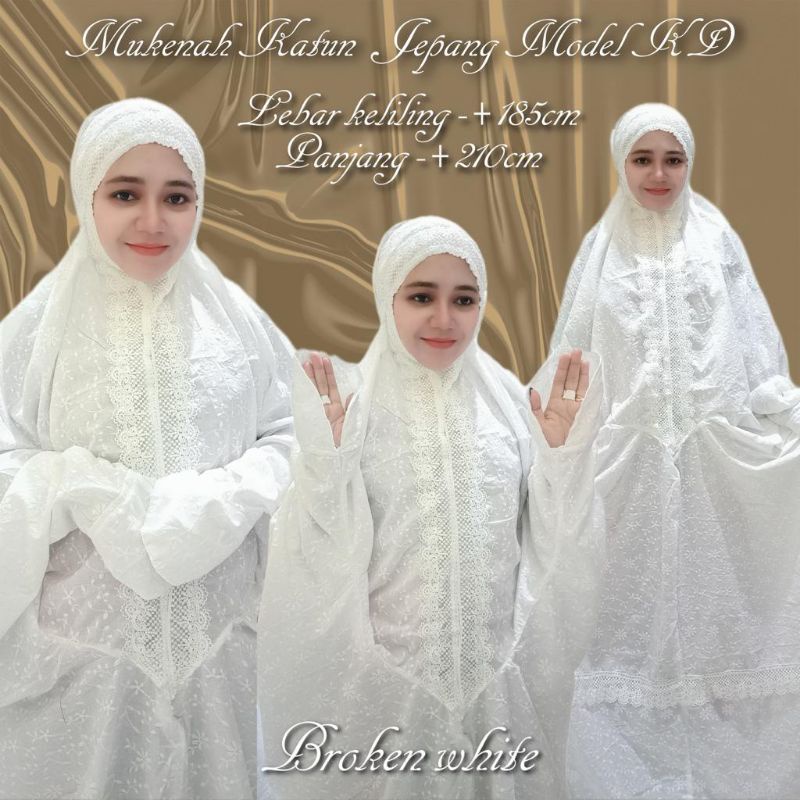 Mukena Katun Jepang Renda Gyper Terusan