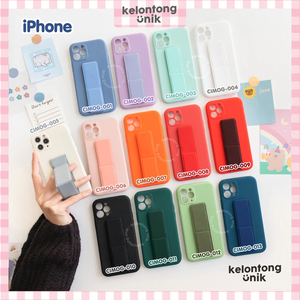 (Seri 1) For iPhone - Square Edge Silicone Case + Phone Grip