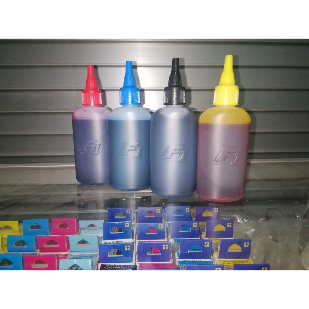 Tinta Refill Dye Base F1 CMYK Cyan Magenta Yellow Black Biru Merah Kuning Hitam 100ml UNTUK CANON