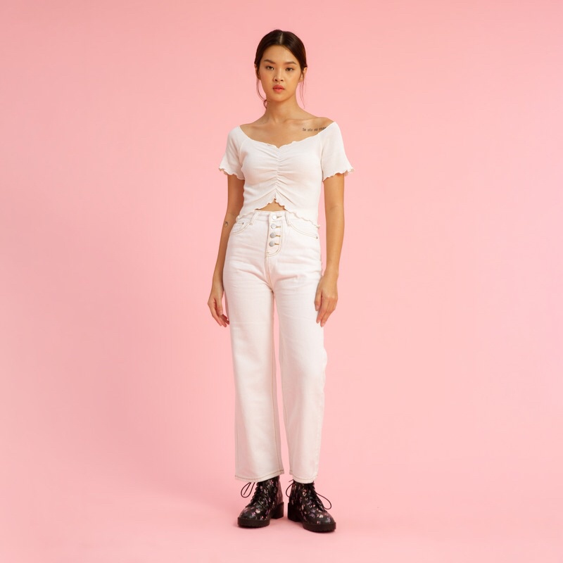 VIERLIN - Jeans 2055 - LOOSE WHITE JEANS HIGH WAIST