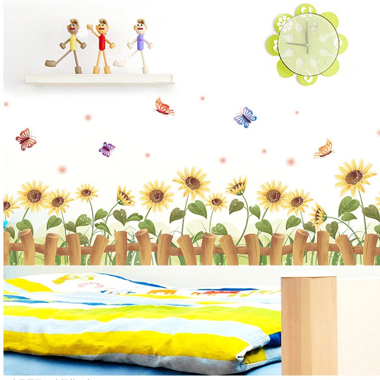 RELIZA WALL STICKER PAGAR BUNGA MATAHARI SUN FLOWERS STIKER DINDING XL7178