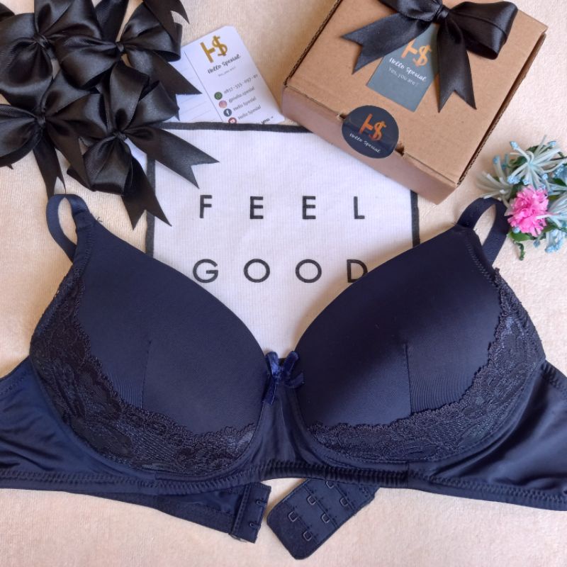 Hello spesial - Bra wanita sexy tanpa kawat series biru navy premium