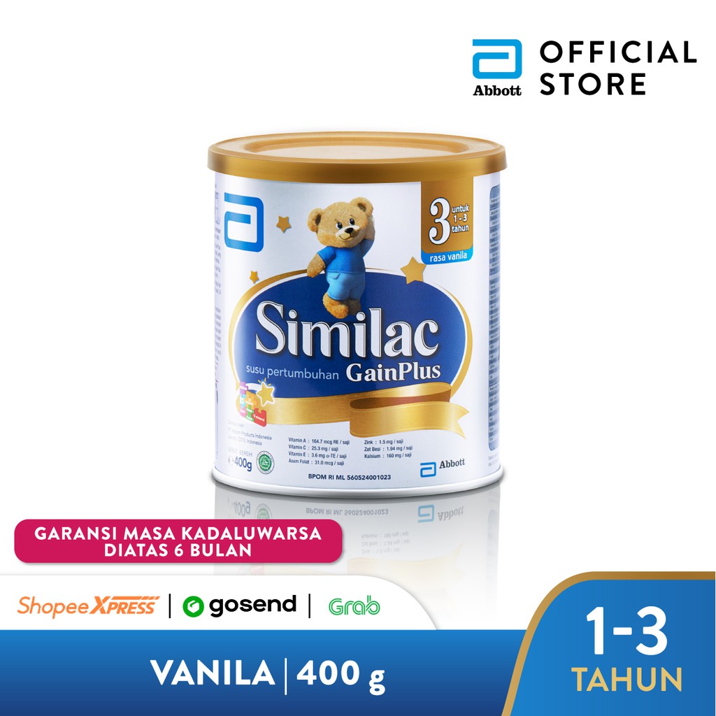 Similac GainPlus 400 g (1-3 tahun) Susu Pertumbuhan - Milk ...