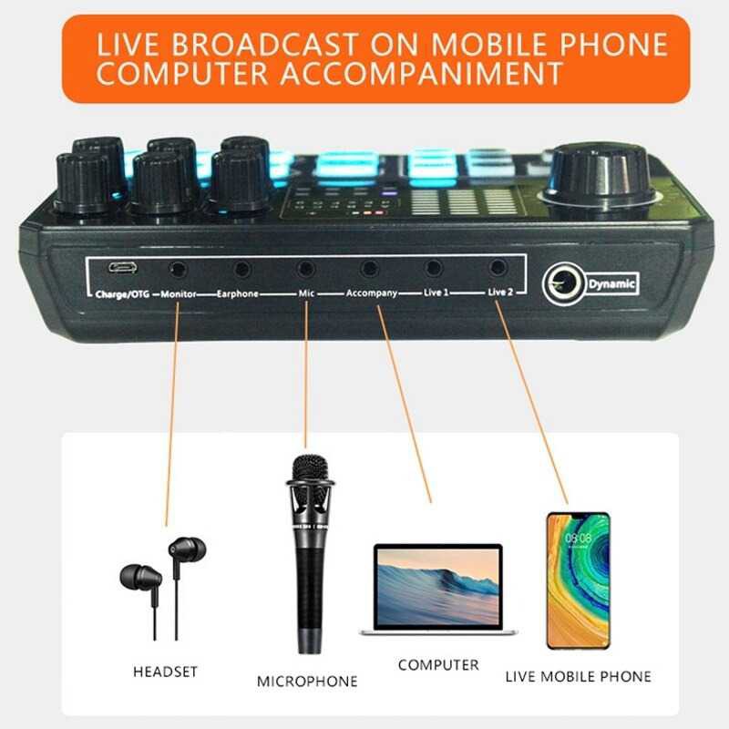 Mixer Sound Card Bluetooth Live Broadcast Karaoke Audeo Mikser Soundcard Studio Karoke Keluarga