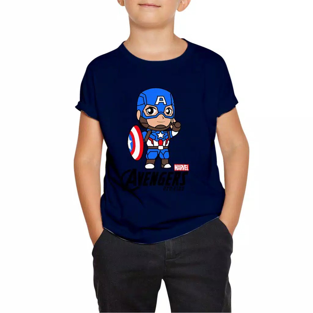 KAOS BAJU ANAK LAKI LAKI CAPTAIN AMERICA NAVY KARTUN TERBARU