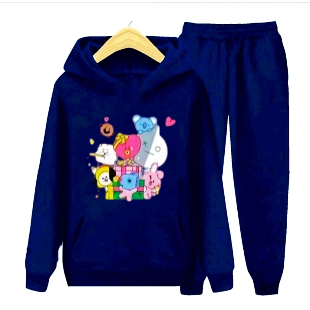 Setelan Sweater Anak Hoodie BTS / Sweater Set Anak Perempuan BT21 Korea