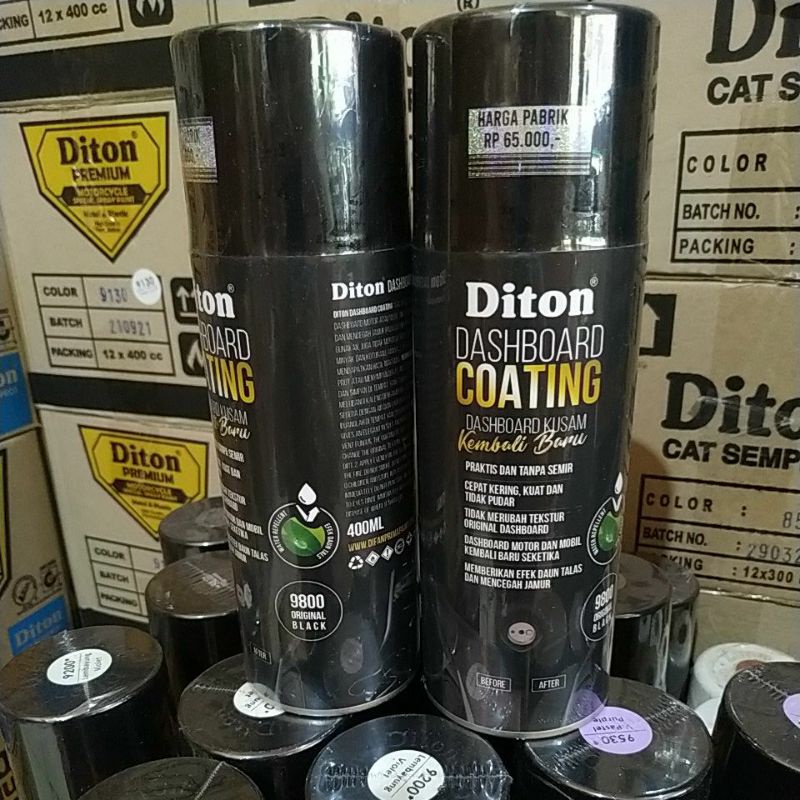 diton dashboard coating 9800 original black, penghitam body kasar ( bukan semir ) 400ml