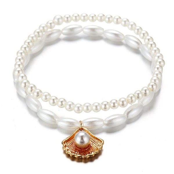 gelang kaki mutiara shell pearl anklet (3e2) jge095