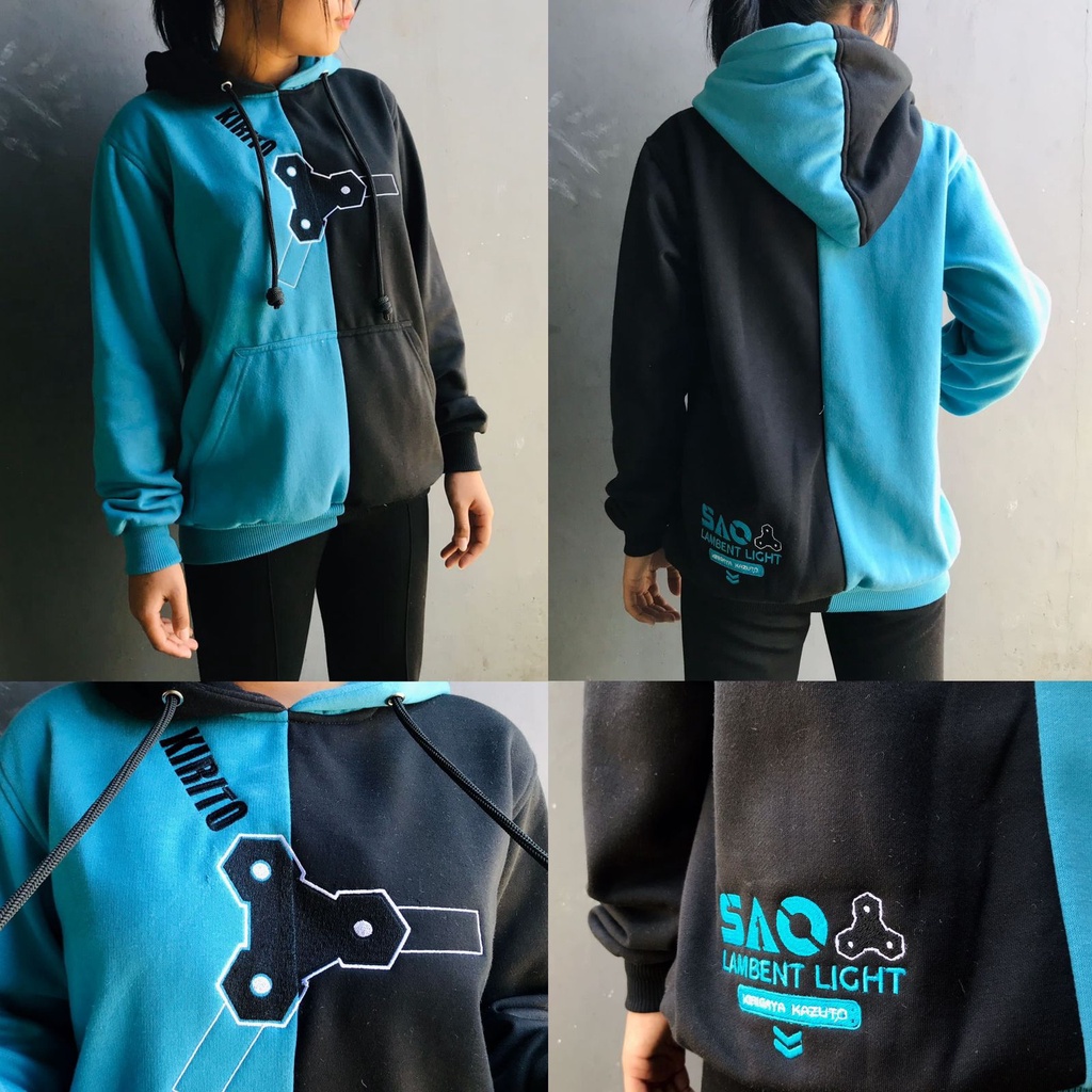 SAO Two tone Hoodie Inverted Embroidery Sword Art Online Anime Manga Premium