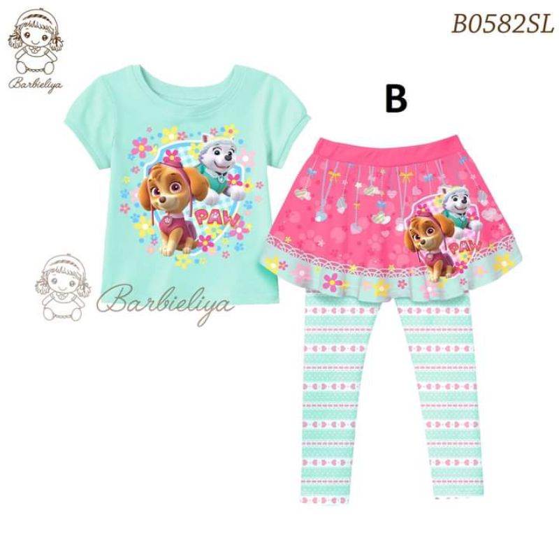 BL41 BAJU ANAK + LEGGING ROK bahan katun