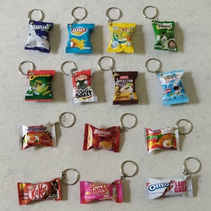 Gantungan Kunci Miniatur Snack / Ganci Makanan / Souvenir Murah / Gantungan Kunci Mini Lucu COD Gratis Ongkir