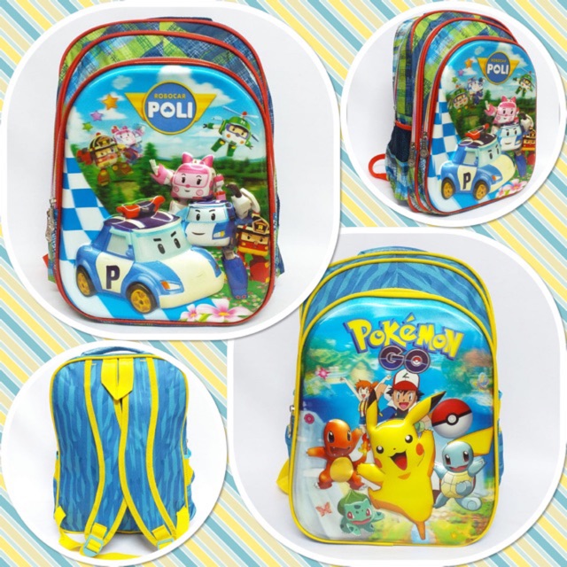 TAS RANSEL SEKOLAH TIMBUL KARAKTER TAS POLI TAS POKEMON