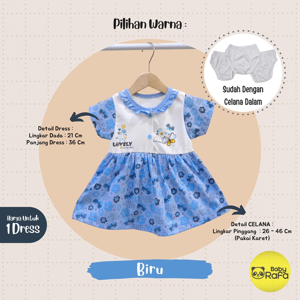 Dress Baju Bayi Perempuan 0 - 3 Bulan merk BONA, Setelan Rok Anak Perempuan motif LOVELY BUTTERFLIES