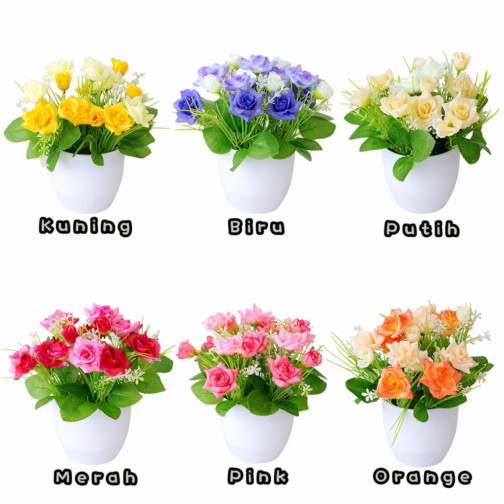 NM620 Bunga plastik / pajangan bunga Artificial / Vas Bulat-1