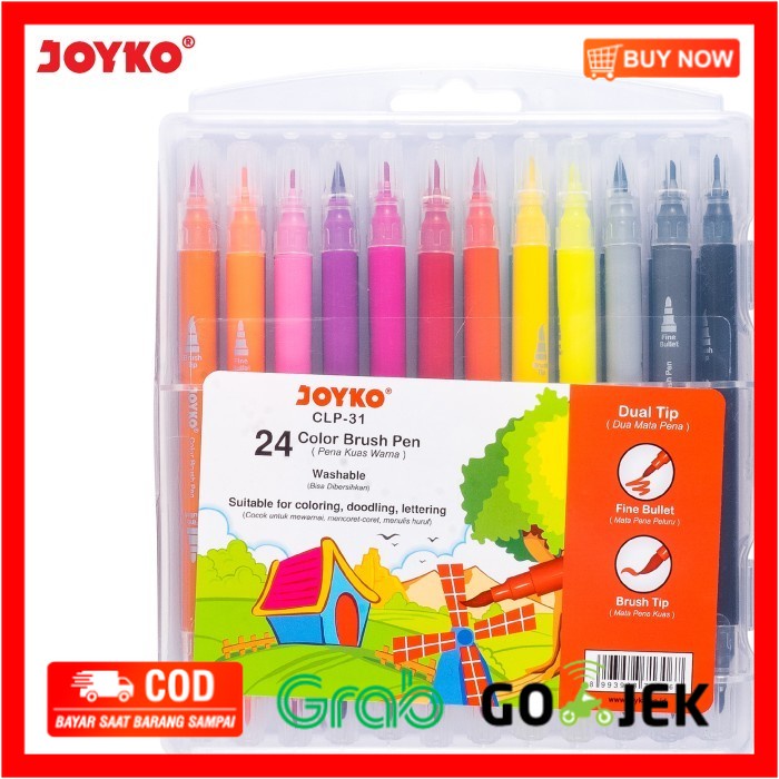 

(BISA COD) Color Brush Pen Pena Kuas Warna Joyko CLP-31 24 Warna Color