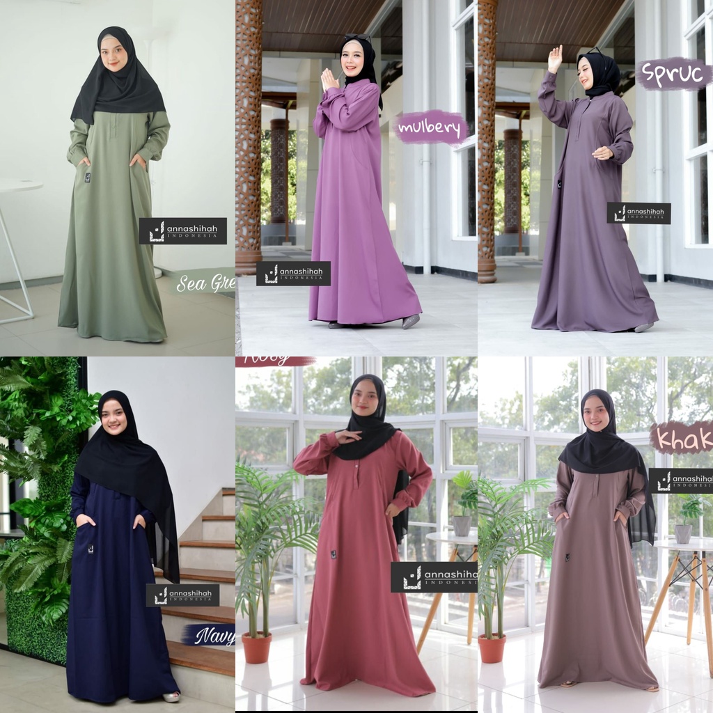 abaya zuney by ANNASIHAH itycrepe anasya full kancing m l xl xxl original branded